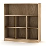 URBNLIVING Oak 7 Cube Wooden Bookcase Storage Unit (Wide), (WIA24)