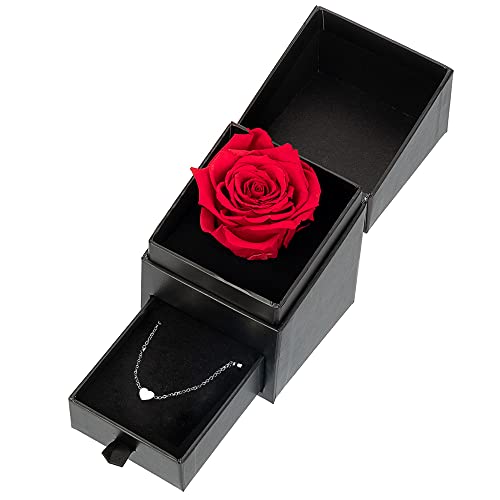 Mia Milano Rosenbox zum Valentinstag mit haltbarer Infinity Rose und silbernen Herz Armband für Damen I Geschenkbox mit Herzarmkettchen I Handmade in Germany Cover