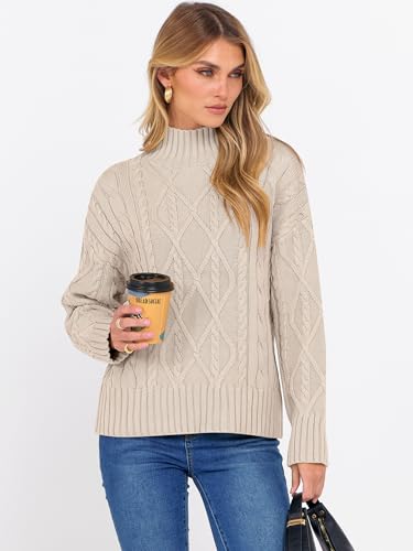 ANRABESS Sweaters for Women Oversized Long Sleeve Turtleneck Cable Knit Casual Loose Pullover Tops 2025 Fall Trendy Outfits3