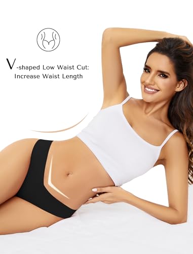 VOENXE Culotte Femme sans Coutures, Invisible String Tanga Taille Basse, Sexy Chic Slip Microfibre Shorty, sous-VêTements Seamless Thong Underwear Women Lot De 5 – vue 4