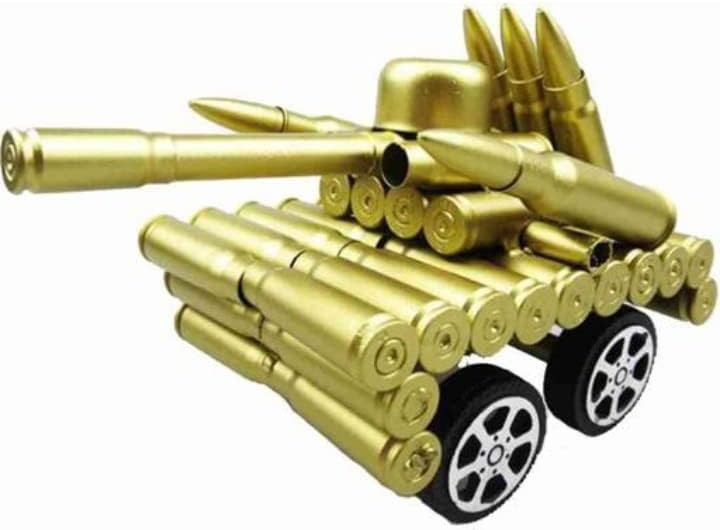 ZIF Bullet Shell Casing Shaped Army Tank Metal Sculpture,Great Decorative Artwork Model Gift for Home,Study Room Decorations Item