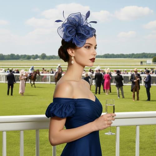 Image of DRESHOW Fascinators Hat Tea Party Headwear Ribbons Feathers on a Headband and a Clip for Women