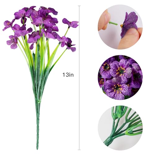 Image of AmyHomie 20 PCS Artificial Flowers for Outdoors, UV Resistant Fake Plants