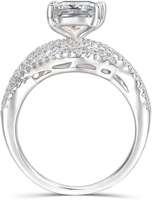 ENDLESSNESS & ETERNITY Large Princess Cut Half Eternity CZs Simulated Diamond 14K Gold Plated Wedding Band Ring Engagement Bridal Ring Statement Ring - Image 6