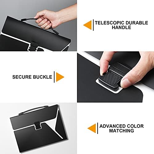 ABC life Expanding File Folder File Box,13 Pockets A4 Document Organiser with Snap Lock Clip and Ergonomic Handle,Expandable Accordion Paper Bill Filling Folders for Business Home Office (Black White)