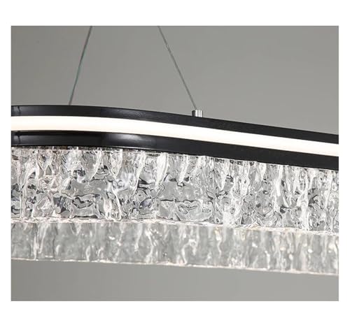 Suspension LED transparente à longue bande noire pour éclairage de restaurant