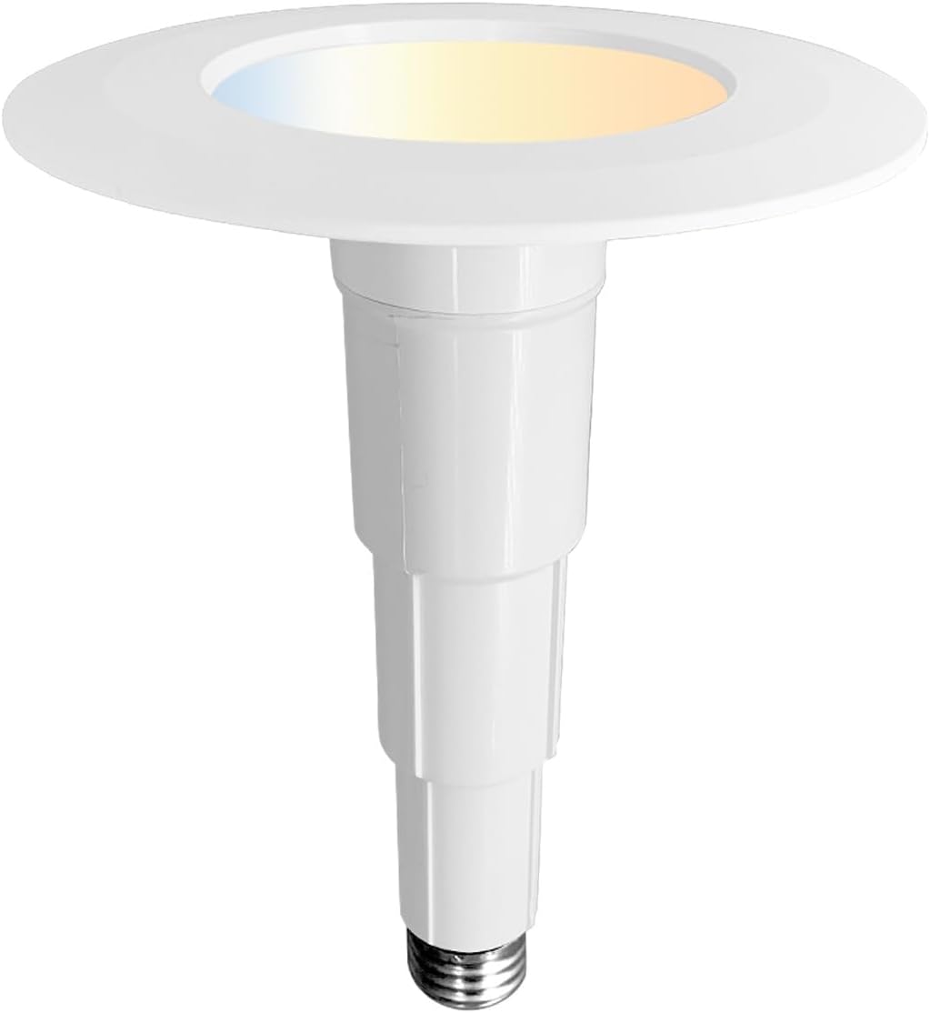 Jolux 5/6 Inch 5CCT LED Can Lights Adjustable LED Can Lights Retrofit Downlight, CCT Selectable 2700K/3000K/3500K/4000K/5000K, Recessed Lighting Replacement,12=60W,Dimmable,E26 Base,Flat Trim,1-Pack
