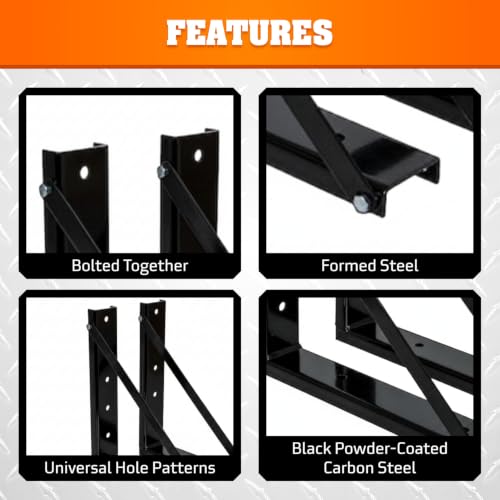 Image of Buyers Products 1701006B Formed Bolted Black Steel Mounting Brackets for Underbody Truck Tool Box, Set of 2, 18 inch x 18 inch, Corrosion Resistant With Universal Hole Pattern For Quick And Easy Mounting