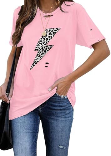 INFITTY Womens Basic Graphic Tees Casual Summer Short Sleeve Shirt