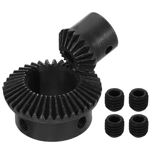 Image of uxcell 2Pcs Tapered Bevel Gears Set, 1 Mod 1:2 (20T /40T) Harden Steel Straight Bevel Gear, 90 Degree Steering Motor Gears, (6mm /20mm Shaft Hole with Keyway)