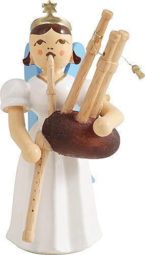 Faltenlangrockengel mit Dudelsack, farbig - 6,6 cm