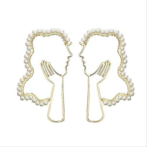 Preisvergleich Produktbild VTYILES Neue Hohle Künstliche Perle Ohrringe Retro Beauty Avatar Ohrringe Temperament Persönlichkeit Übertrieben Wilde Ohrringe