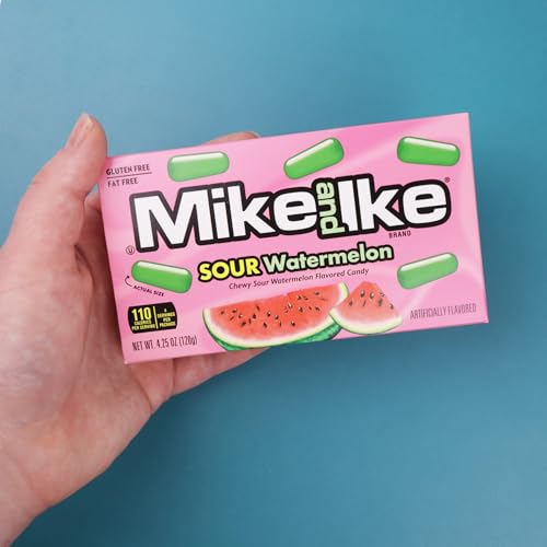 Mike and Ike Sour Watermelon Theater Boxes, caramelos 4.25 oz x3 miniatura 4