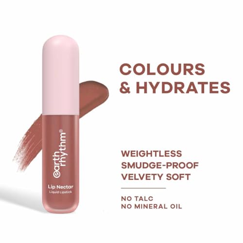 Image of Earth Rhythm Lip Nectar Matte Liquid Lipstick, Weightless, Never Drying, No Mineral Oil 5g - Cocoa