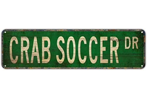 UseLoud Apular Street Sign Crab Soccer Crab Soccer Sign Crab Soccer Fan Crab Soccer Road Signs 16 x 4 inch Street Signs for Bedroom Coffee Bar Sign Indoor Outdoor Metal Sign Street Sign
