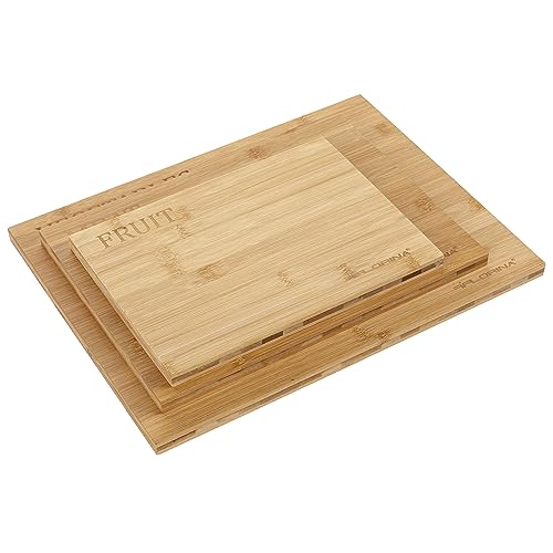 FLORINA Set de 3 Tablas de Cortar de Bambú DIEGO I Bloques de Corte de Bambú Natural I Tablero de Cocina Antibacterial I Tablas Universales para Cortar Queso, Carne, Frutas, Verduras