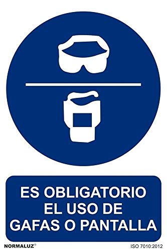 Normaluz Rd20618 - Señal Adhesiva Es Obligatorio El Uso De Gafas O Pantalla Adhesivo De Vinilo 20X30 Cm