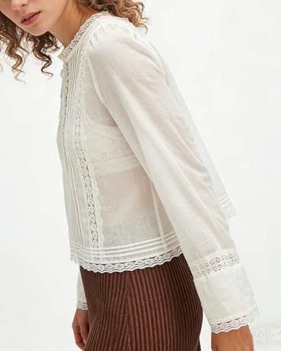 Image of Women Summer Sheer Tie Front Top Y2k Peplum Chiffon Blouse Eyelet Long Sleeve Flowy Lace Beach Cover Up Boho Tops