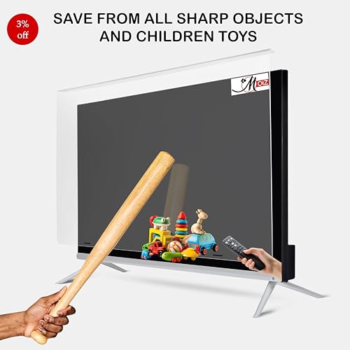 Image of MOIZ 43 Inch TV Screen Protector - Tempered Glass Guard, Anti-Glare, LED LCD Crystal Clear 9H Surface Unbreakable,UV protection,Plasma,Hardness,Anti Glare,Scratch Resistant,Strong & Durable