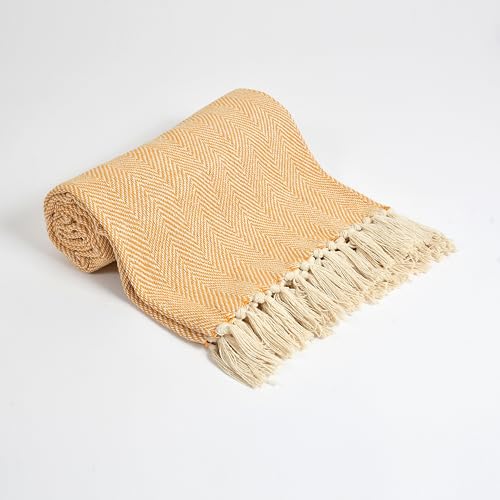 Image of Soft Throw Blanket | Used Both Indoor and Outdoor | Blanket for Living Room | Bedroom | Hall | Kids Room | Sofa and Bed or Chair Throw (Zigzag Yellow)