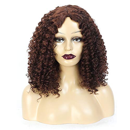 EastHair 16'' Medium Length Afro Kinky Curly Synthetic Hair Wig Natural Fashion Party Wigs for Women (drak brown)