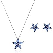 Caiery Collana e Orecchini da Donna, in Argento, con zirconi cubici, Pendente Collane Strass Orecchini Pendenti Argento Set,Catena del Diamante Gioielli da Sposa Regalo di San Valentino