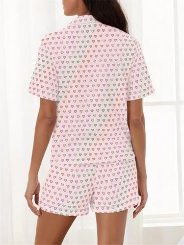 Image of Ammiko Womens Pajamas Set Y2k Loungewear Pajama Button Down Top and Shorts Monkey Beach Short Sleeve Sleepwear Preppy