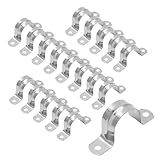 Bonsicoky 30Pcs M25 Rigid Pipe Strap, 1 Inch Stainless Steel 2 Holes Cable U Bracket Pipe Clamp for Fixing Pipe or Cable, 0.71' Width