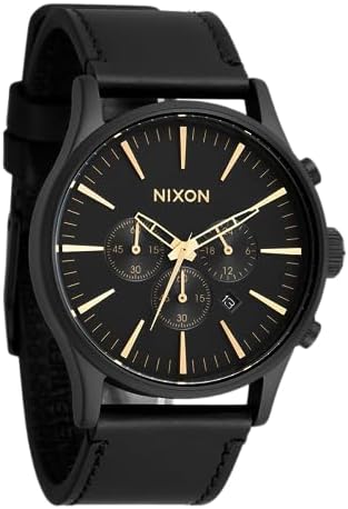 Amazon.com: NIXON Sentry Chrono Leather A1391 - All Gunmetal