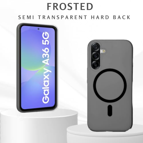 Image of SHINESTAR Back Cover for Samsung Galaxy A36 5G | Frosted Semi-Transparent Slim Case - Black | Only Compatible with Wireless Magnetic Accessories | Hard Back, Matte Finish