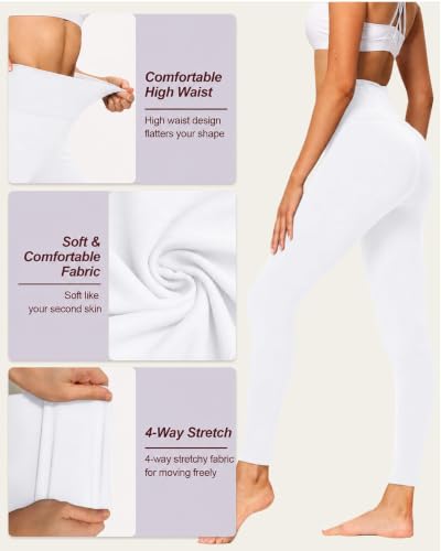 Image of TNNZEET High Waisted Leggings for Women - No See Through Tummy Control Cycling Workout Yoga Pants with Pockets Reg & Plus