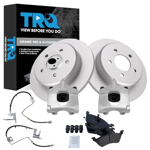 Image of TRQ Rear Brake Pad and Rotor Set Ceramic Coated Calipers Compatible with 2006-2007 Chrysler Town & Country Grand Caravan