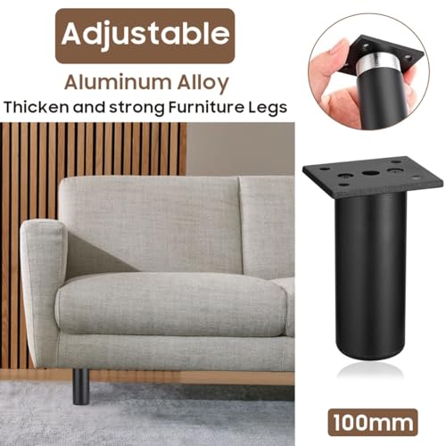 MixDora 4Pcs Adjustable Furniture Legs Black Metal Sofa feet Aluminum Alloy Couch Legs Wardrobe Foot Bed Feet Furniture Replacement Legs - Image 3