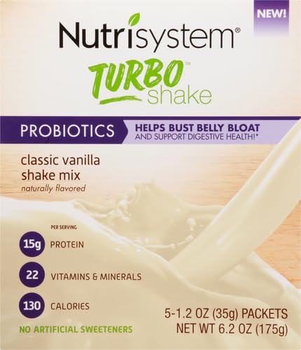 Nutrisystem Body Select Turbo Shake Probiotics, VANILLA Shake Mix, 5 Little Packets (Nutrisystem TUrbo shake Vanilla)