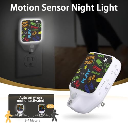 Image of Gamer Gamepad Plug-in Led Night Light with Auto Dusk to Dawn Sensor for Room Decor, Adjustable Brightness Warm White Lights for Hallway,Bedroom, s Room, Kitchen, Stairway