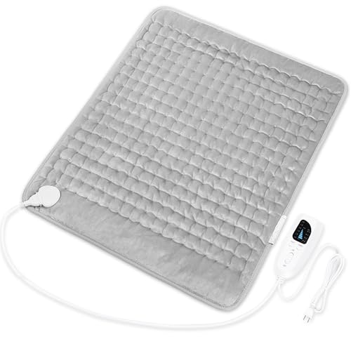 Image of Deepsoon Heating Pad,Electric Heating Pads for Back,Neck,Moist Heating Pad for Abdomen Shoulder Knee Legs,Dry /Moist Heat&Auto Shut Off,Mother's Day Birthday for Men and Women,Light Gray,24x20 Inch