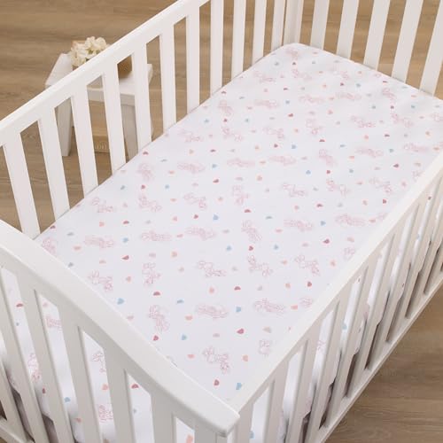 Image of NoJo Disney Minnie Mouse White, Light Blue, and Peach with Daisy Duck Super Soft Nursery Fitted Crib Sheet
