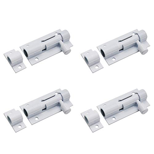 LC LICTOP White Aluminum Alloy Slide Bolt Latch Door Barrel 2 Inch Mini Security Gate Sliding Latch 4pcs