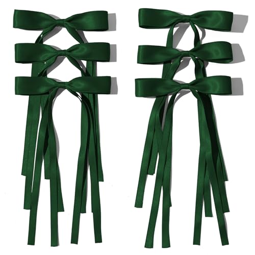 Pinzas de moño para cabello set 6 piezas color verde miniatura 1