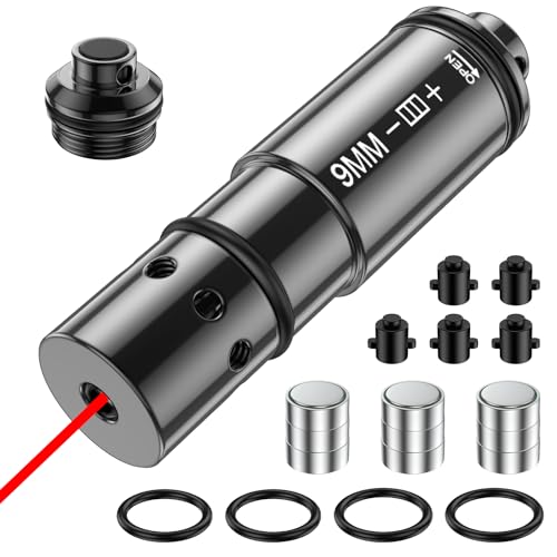 ROTSGNEE 9MM Laser Training Cartridge Dry Fire Laser Training System Suitable for Dry Fire Practice, Training Cartridge with 3 Set Batteries O-Rings for Shooting Practice