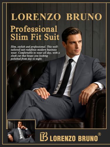 Image of Mens Suit 2 Piece Suits for Men One Button Slim Fit Solid Jacket & Pants Tuxedo Set Business Wedding Party Prom