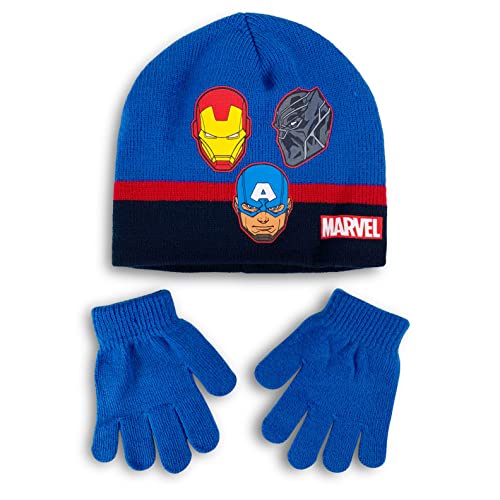 Chapeau et gants d'hiver Marvel Avengers coffret cadeau Iron Man bleu enfant taille 54