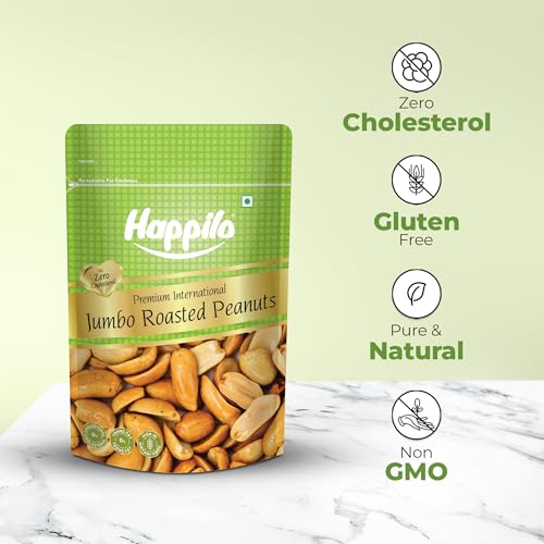 Image of Happilo Premium Jumbo Sand Roasted Peanuts 160g, Rich in Protein, Fiber, and Essential Nutrients, Wholesome Snack, Rich Flavor