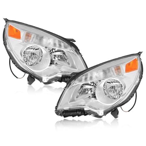 Reinko Headlight Assembly Compatible with 2010-2015 Chevy Equinox LS/LT Model, Halogen Type Replacement Pair Headlamp w/Wiring Harness, 10-15 Equinox Head Light Chrome Housing Amber Reflector by Reinko - Image 7