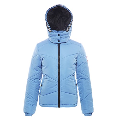 Rokka&Rolla Women's Heavy Padded Water-Resistant Hooded Thickened Quilted Puffer Jacket, Eclipse Blue, XL/XG
