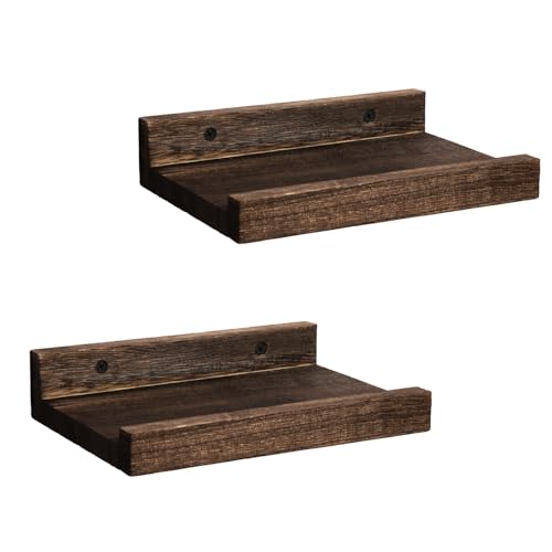 Z metnal Mini Étagères Flottantes, Petite Étagère Murale d'Affichage en Bois Naturel pour Rebord de Tableaux, Bois, Montage Mural, 20 x 14 cm, Lot de 2