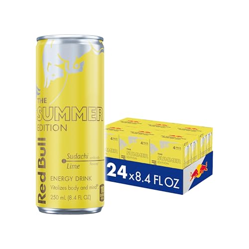 Image of Red Bull Summer Edition Sudachi Lime Energy Drink, with 80mg Caffeine plus Taurine & B Vitamins, 8.4 Fl Oz, 6 Packs of 4 Cans (Pack of 24)