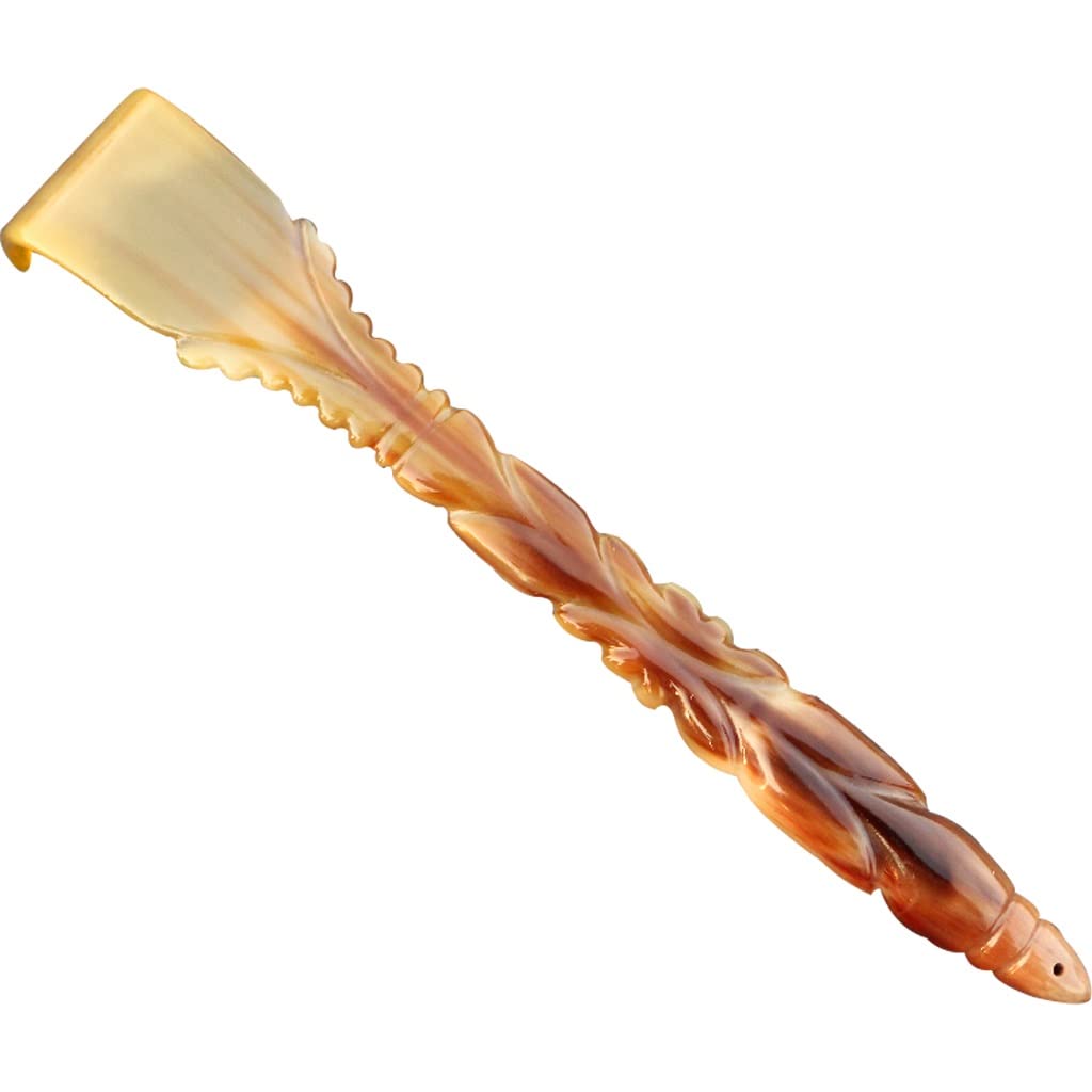 Natürlicher Büffelhorn-Rückenkratzer, Einzigartiges Handgefertigtes Anti-Juckreiz-Werkzeug, Tragbarer Rückenmassager Mit Aufhängeloch Für Zuhause Und Reisen(23~25cm)