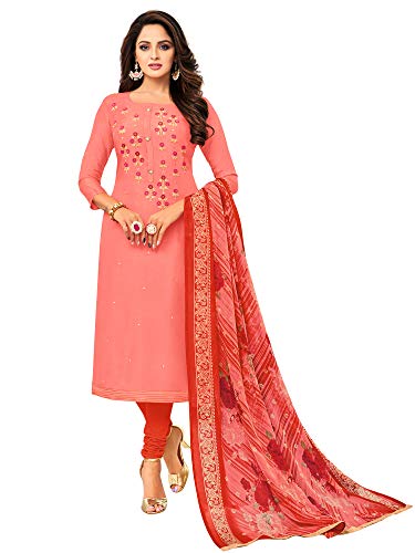Image of AKHILAM Women's Cotton Blend Embroidered Unstitched Salwar Suit Material(30DMK60 Parent)