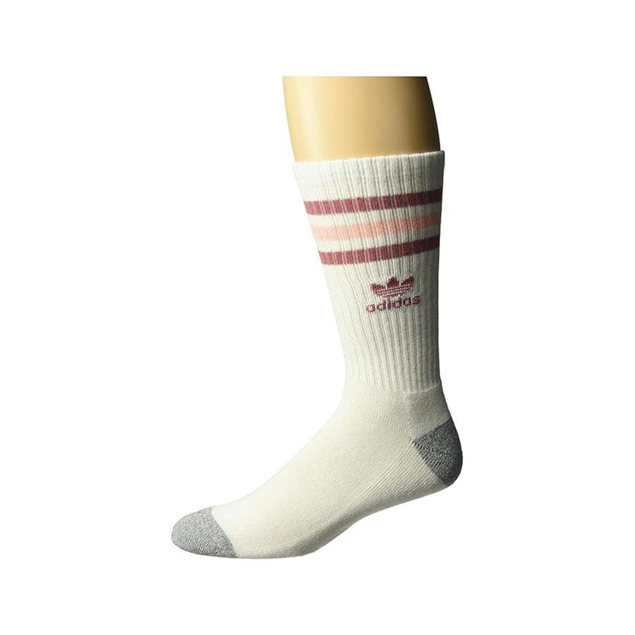 Adidas Roller Single Crew Mens Socks Size 6-12, Color: White/Trace Maroon/Haze Coral/Heather Grey-White2
